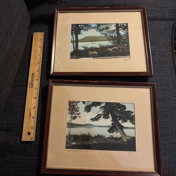 2 Vintage 1950s Framed Signed Arthur Tefft Photographs Lake Pleasant NY New York - Picture 1 of 10